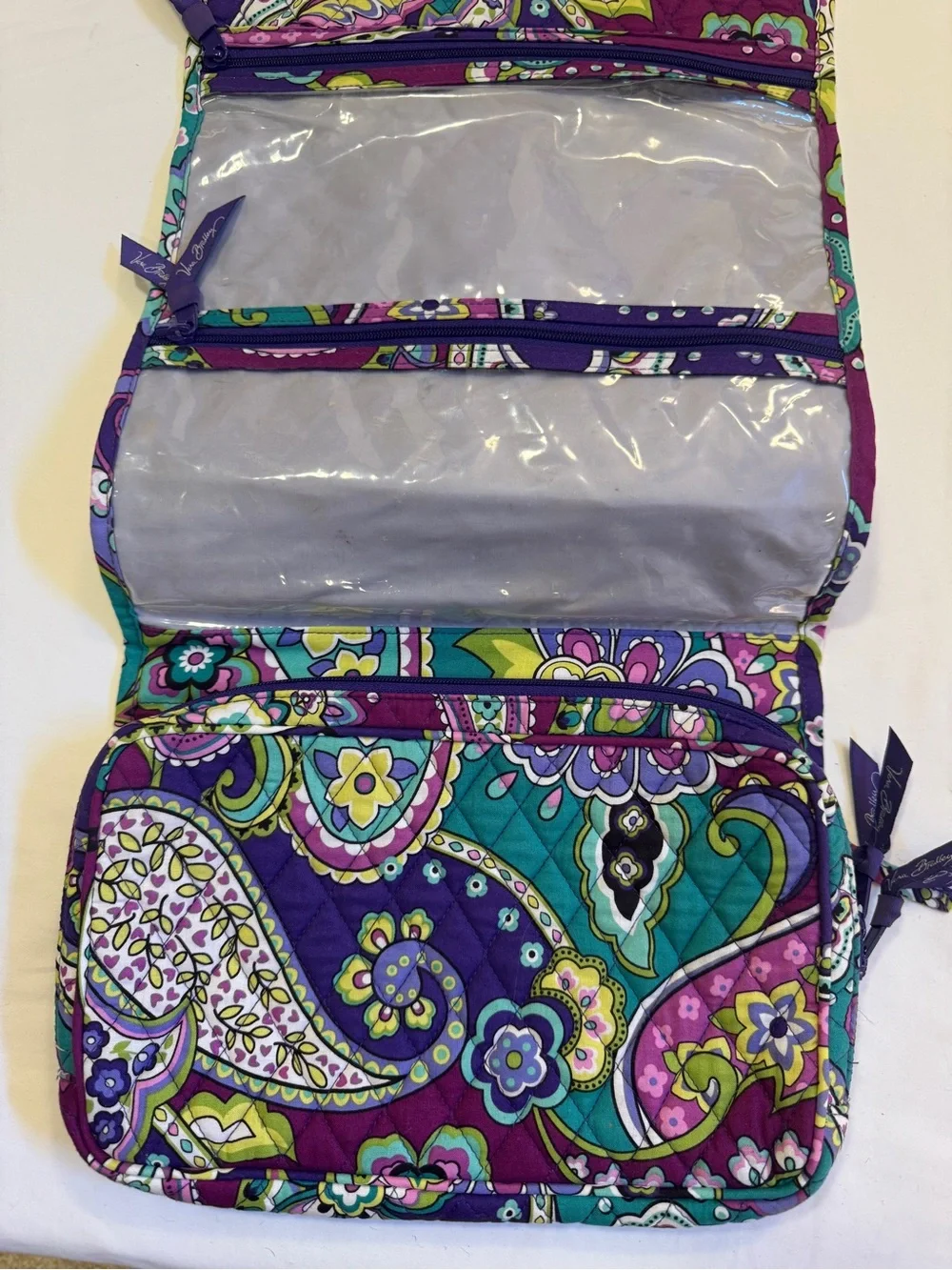 Vera Bradley Grand Travel Organizer Hanging Cosmetic Bag Plum Crazy Paisley